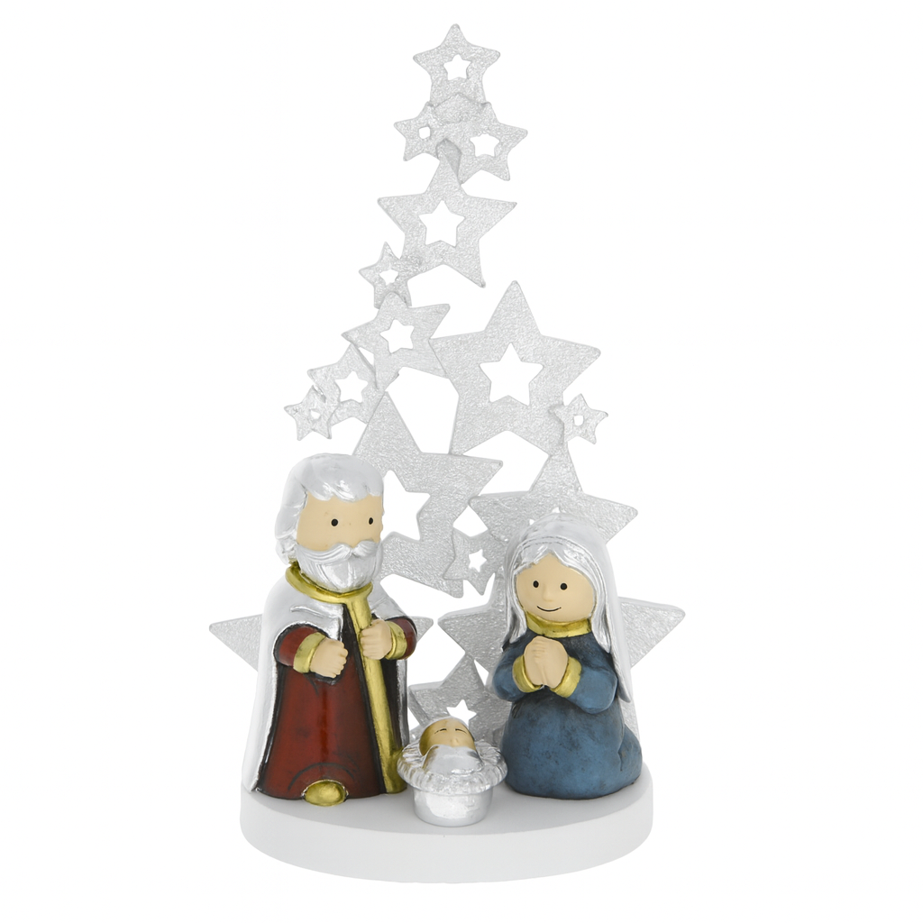 Presepe Bagutta con albero di stelle silver H26 cm