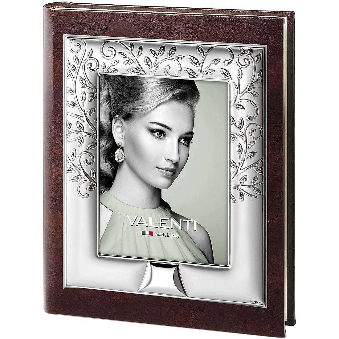 Album 25° di matrimonio Albero della Vita con conice in pelle marrone. 19059 Valenti.